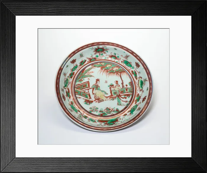 Framed Print : Dish with Two Women in a Garden, Ming dynasty (1368-1644). Creator: Unknown Framed Print : Dish with Two Women in a Garden, Ming dynasty (1368-1644). Creator: Unknown