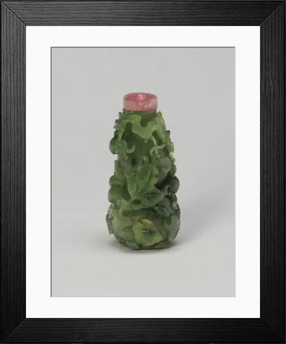 Framed Print : Gourd-Shaped Snuff Bottle with a Butterfly, Trailing Tendrils, and Fruit Framed Print : Gourd-Shaped Snuff Bottle with a Butterfly, Trailing Tendrils, and Fruit