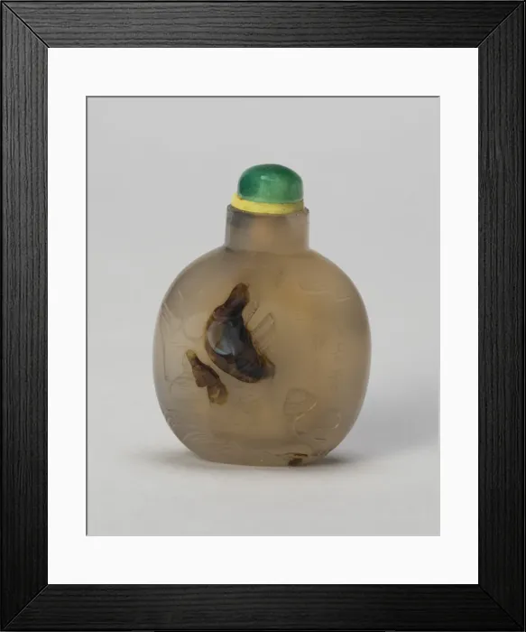 Framed Print : Snuff Bottle with Scholar and Assistant on Rocky Promontory, Qing dynasty (1644-1911)