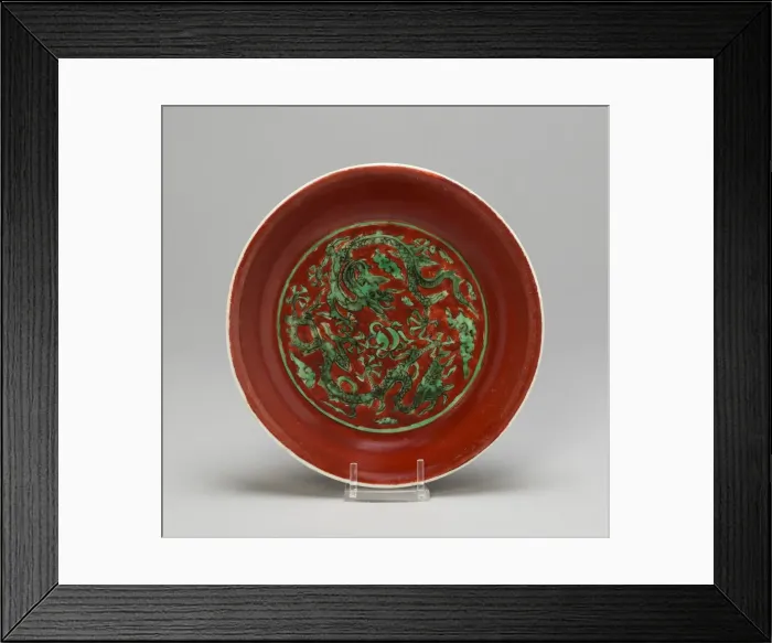 Framed Print : Dish with Paired Dragons, Cloudscrolls, and Flaming Pearl, Ming dynasty Framed Print : Dish with Paired Dragons, Cloudscrolls, and Flaming Pearl, Ming dynasty