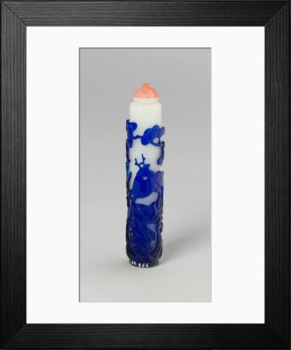 Framed Print : Cylindrical Snuff Bottle with Deer and Crane amidst Pine, Qing dynasty (1644-1911) Framed Print : Cylindrical Snuff Bottle with Deer and Crane amidst Pine, Qing dynasty (1644-1911)