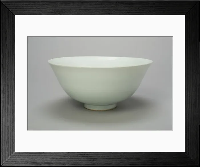 Framed Print : Bowl with Peony Scrolls, Thunderbolt (Vajra) Symbol, and Characters Shufu... Yuan dynasty, 1300 / 50. Creator: Unknown Framed Print : Bowl with Peony Scrolls, Thunderbolt (Vajra) Symbol, and Characters Shufu... Yuan dynasty, 1300 / 50. Creator: Unknown