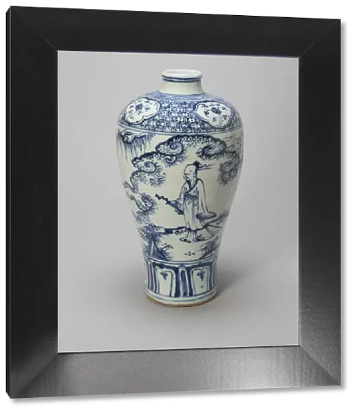 Elongated Bottle-Vase (Meiping) with a Scholar-Gentleman and Attendant, Ming dynasty