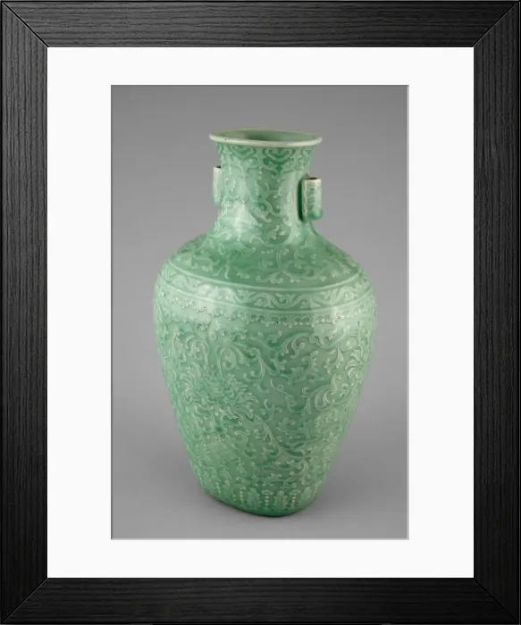 Framed Print : Jar with Tubular Handles, Peonies, Endless Knot, Pendant Balls, and Pendant Lozenges Framed Print : Jar with Tubular Handles, Peonies, Endless Knot, Pendant Balls, and Pendant Lozenges