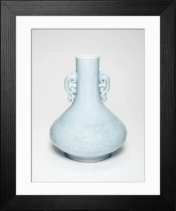 Framed Print : Vase with Leaf Scroll Handles and Floral Spray Design, Qing dynasty, Qianlong reign Framed Print : Vase with Leaf Scroll Handles and Floral Spray Design, Qing dynasty, Qianlong reign