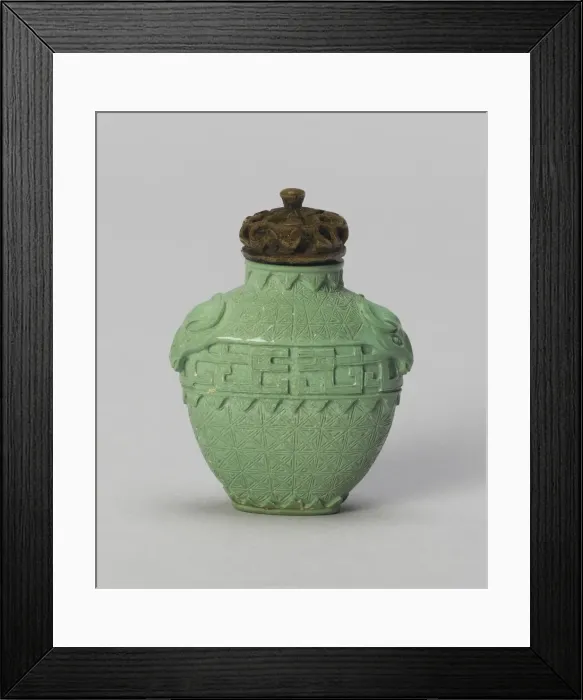 Framed Print : Spade-Shaped Snuff Bottle with Mock Ox-Head Handles, Qing dynasty (1644-1911), 1780-1880 Framed Print : Spade-Shaped Snuff Bottle with Mock Ox-Head Handles, Qing dynasty (1644-1911), 1780-1880