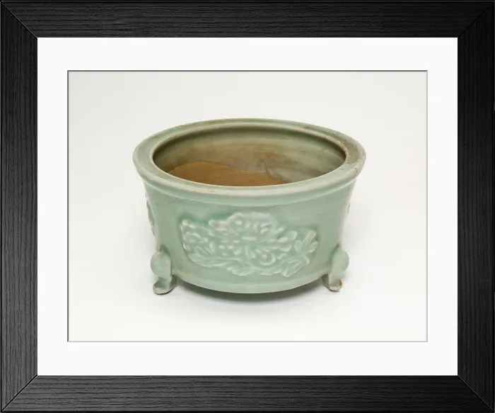 Framed Print : Tripod Incense Holder with Floral Design, Ming dynasty (1368-1644). Creator: Unknown Framed Print : Tripod Incense Holder with Floral Design, Ming dynasty (1368-1644). Creator: Unknown