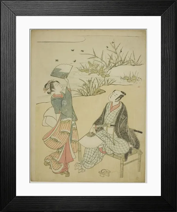 Framed Print : Two Actors Catching Fireflies, c. 1765 / 70. Creator: Torii Kiyomitsu Framed Print : Two Actors Catching Fireflies, c. 1765 / 70. Creator: Torii Kiyomitsu