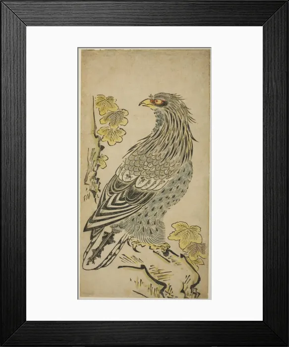 Framed Print : A Hawk on a Cliff near a Kiri Tree, c. 1716. Creator: Torii Kiyomasu I Framed Print : A Hawk on a Cliff near a Kiri Tree, c. 1716. Creator: Torii Kiyomasu I