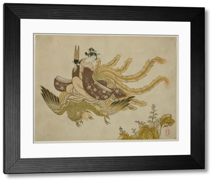 Framed Print : Young Woman Riding a Phoenix, 1765. Creator: Suzuki Harunobu Framed Print : Young Woman Riding a Phoenix, 1765. Creator: Suzuki Harunobu