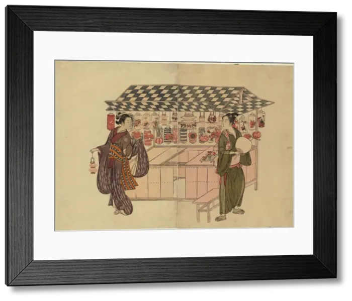 Framed Print : The Lantern Shop, c. 1765. Creator: Suzuki Harunobu Framed Print : The Lantern Shop, c. 1765. Creator: Suzuki Harunobu