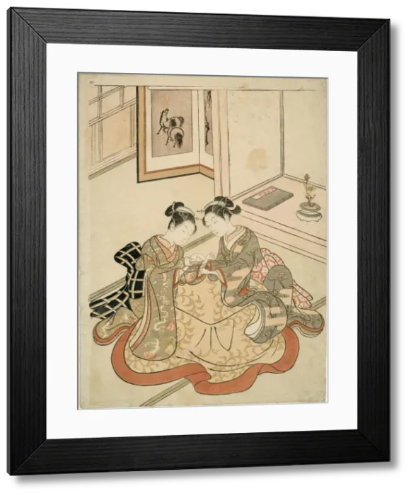 Framed Print : Young Women Playing Cats Cradle, c. 1767 / 68. Creator: Suzuki Harunobu Framed Print : Young Women Playing Cats Cradle, c. 1767 / 68. Creator: Suzuki Harunobu