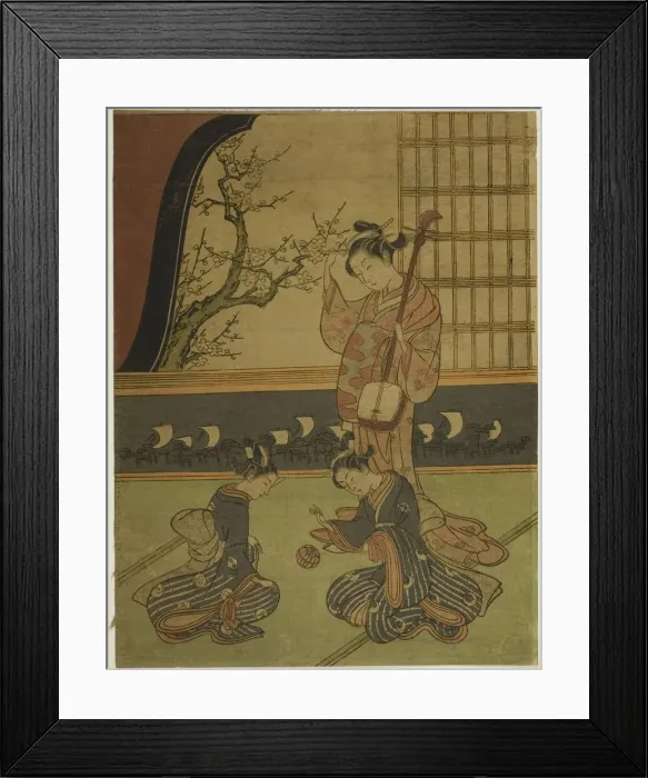 Framed Print : Courtesan Watching Her Attendants Playing with a Ball, c. 1765 / 70 Framed Print : Courtesan Watching Her Attendants Playing with a Ball, c. 1765 / 70