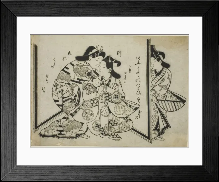 Framed Print : An Interrupted Embrace, c. 1685. Creator: Sugimura Jihei Framed Print : An Interrupted Embrace, c. 1685. Creator: Sugimura Jihei