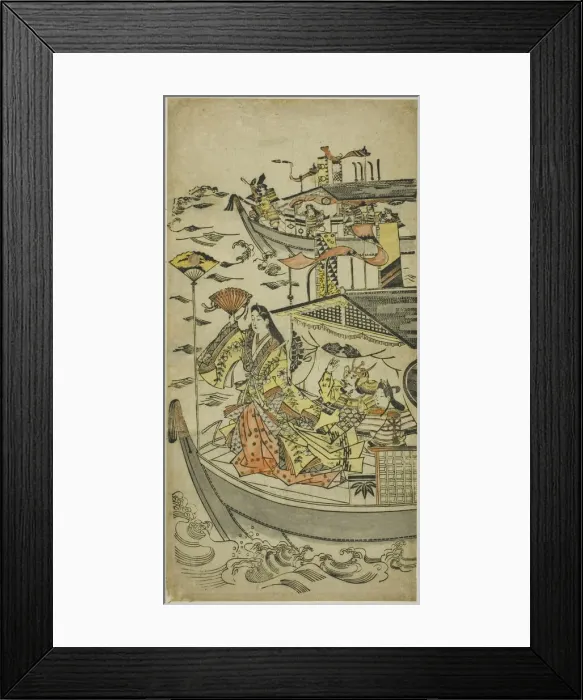 Framed Print : Lady Tamamushi raising a fan target, c. 1681  /  98. Creator: Sugimura Jihei