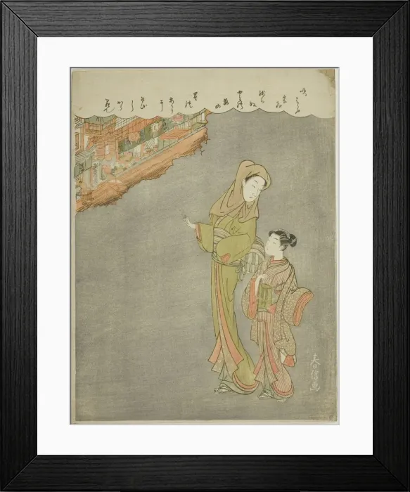Framed Print : Going to the Theater, c. 1770 / 71. Creator: Suzuki Harunobu Framed Print : Going to the Theater, c. 1770 / 71. Creator: Suzuki Harunobu