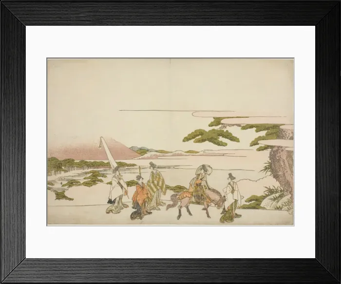 Framed Print : Parody of Ariwara no Narihiras eastern journey, c. 1803. Creator: Hokusai Framed Print : Parody of Ariwara no Narihiras eastern journey, c. 1803. Creator: Hokusai
