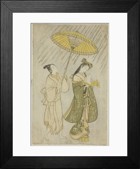 Framed Print : Parody of Komachi praying for rain, 1765. Creator: Ishikawa Toyonobu Framed Print : Parody of Komachi praying for rain, 1765. Creator: Ishikawa Toyonobu