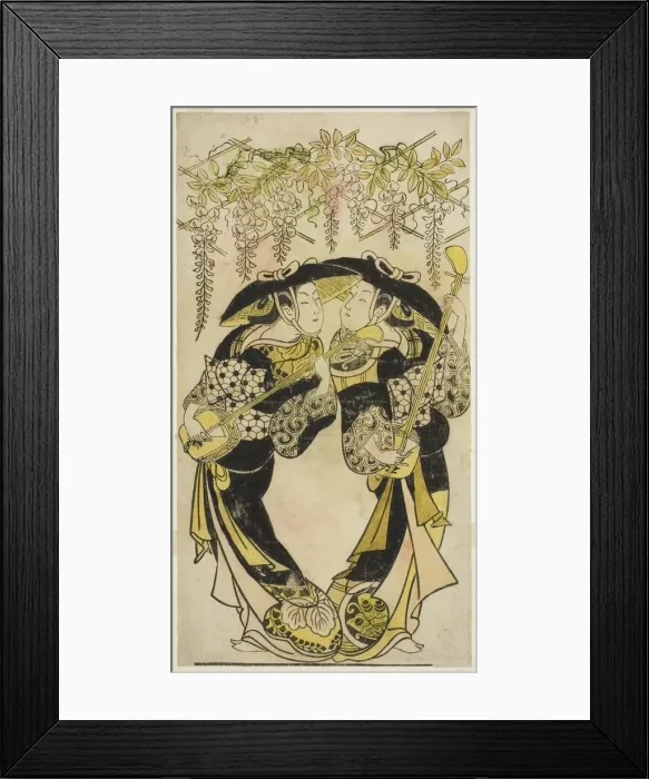 Framed Print : The Actors Sanjo Kantaro (right) and Fujimura Handayu (left) as musicians playing under... c1717 / 18 Creator: Unknown Framed Print : The Actors Sanjo Kantaro (right) and Fujimura Handayu (left) as musicians playing under... c1717 / 18 Creator: Unknown