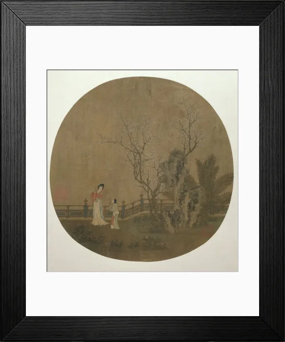Framed Print : Woman with Female Servant in a Palace Garden, Yuan or early Ming dynasty, late 14th / 15th century. Creator: Unknown Framed Print : Woman with Female Servant in a Palace Garden, Yuan or early Ming dynasty, late 14th / 15th century. Creator: Unknown