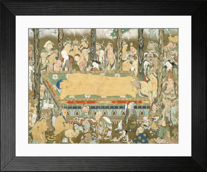 Framed Print : Nehan: Death of the Buddha, late 17th / early 18th century. Creator: Unknown Framed Print : Nehan: Death of the Buddha, late 17th / early 18th century. Creator: Unknown