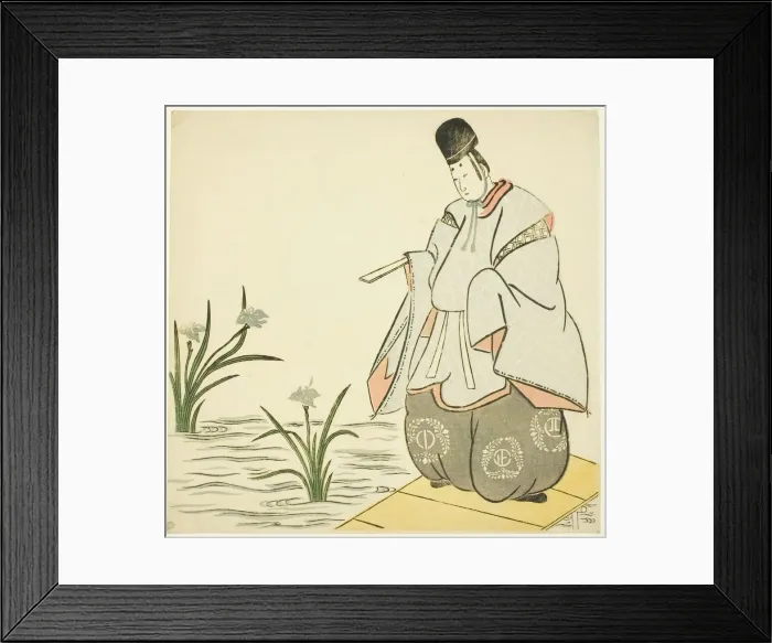 Framed Print : Narihira at Yatsuhashi Bridge, 1765. Creator: Unknown Framed Print : Narihira at Yatsuhashi Bridge, 1765. Creator: Unknown