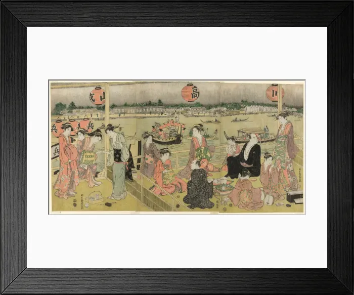 Framed Print : A Banquet in a Pleasure House on the Bank of the Okawa (Okawa bata giro jo no yusen), c Framed Print : A Banquet in a Pleasure House on the Bank of the Okawa (Okawa bata giro jo no yusen), c