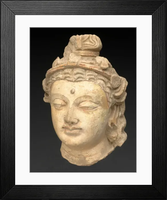 Framed Print : Head of a Bodhisattva, Kushan period, About 3rd / 5th century. Creator: Unknown Framed Print : Head of a Bodhisattva, Kushan period, About 3rd / 5th century. Creator: Unknown