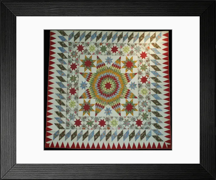 Framed Print : Bedcover (Star of Bethlehem Quilt), New York, c. 1830. Creator: Unknown Framed Print : Bedcover (Star of Bethlehem Quilt), New York, c. 1830. Creator: Unknown