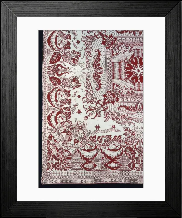 Framed Print : Coverlet, New York, c. 1850. Creator: Unknown Framed Print : Coverlet, New York, c. 1850. Creator: Unknown