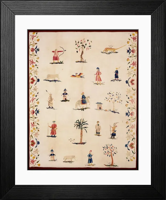 Framed Print : Bed Curtain, United States, c. 1720. Creator: Unknown Framed Print : Bed Curtain, United States, c. 1720. Creator: Unknown