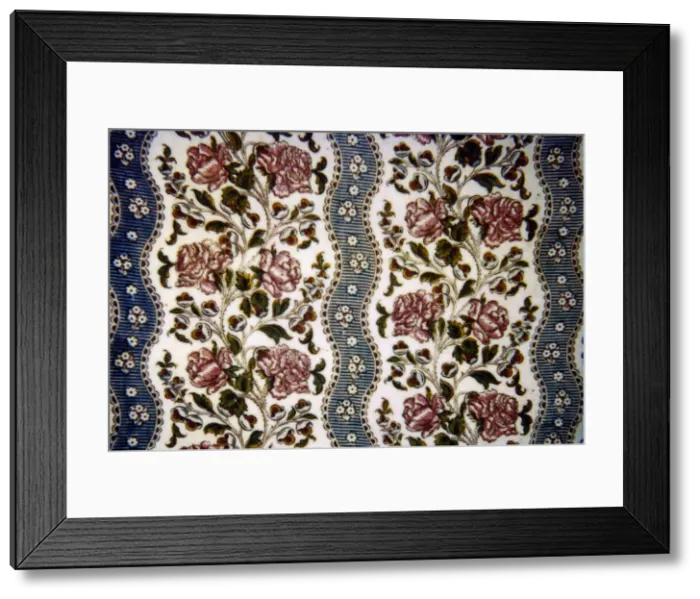 Framed Print : Panel Entitled Blue Ribbon, France, 1760 / 64. Creator: Oberkampf Manufactory Framed Print : Panel Entitled Blue Ribbon, France, 1760 / 64. Creator: Oberkampf Manufactory