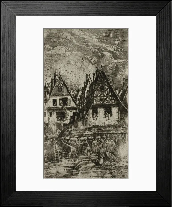 Framed Print : Marketplace with Sunshades, 1866. Creator: Rodolphe Bresdin Framed Print : Marketplace with Sunshades, 1866. Creator: Rodolphe Bresdin