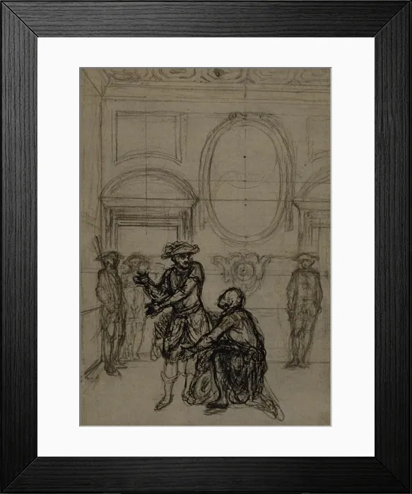Framed Print : Study for a second edition, never published, of Colles La Partie de Chasse de Hen Framed Print : Study for a second edition, never published, of Colles La Partie de Chasse de Hen
