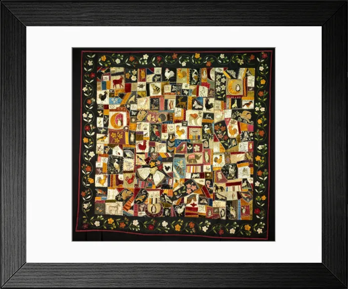 Framed Print : Crazy Quilt with Animals, New York, 1886. Creator: Florence Elizabeth Marvin Framed Print : Crazy Quilt with Animals, New York, 1886. Creator: Florence Elizabeth Marvin