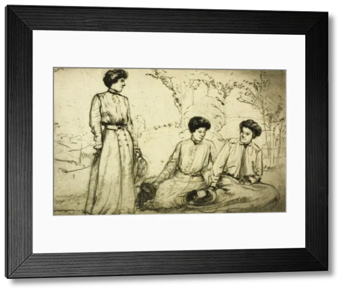 Framed Print : Three Girls, 1909. Creator: Donald Shaw MacLaughlan Framed Print : Three Girls, 1909. Creator: Donald Shaw MacLaughlan