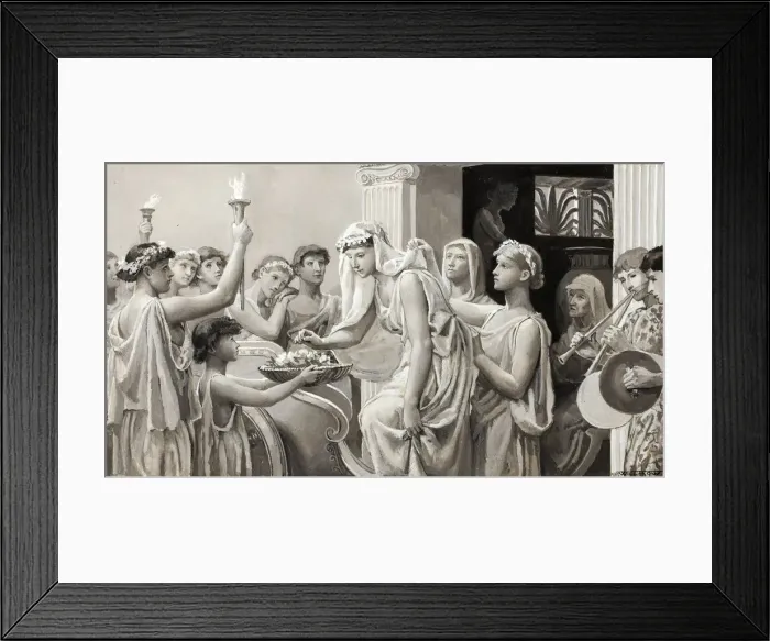 Framed Print : It Was the Custom Then to Bring Away the Bride From Home, 1885. Creator: Will H. Low Framed Print : It Was the Custom Then to Bring Away the Bride From Home, 1885. Creator: Will H. Low