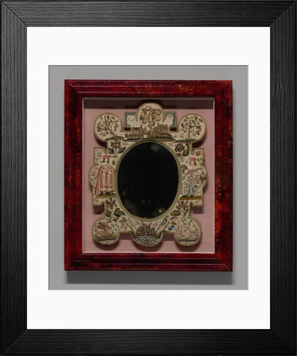 Framed Print : Mirror Depicting King Charles II and Queen Catherine of Braganza, England, 17th century Framed Print : Mirror Depicting King Charles II and Queen Catherine of Braganza, England, 17th century
