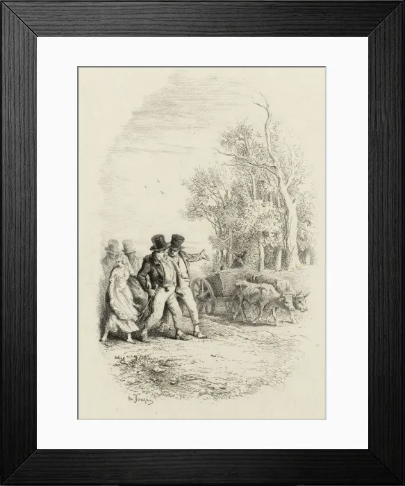 Framed Print : The Oxcart, Illustration from Fables by Lachambaudie, 1851. Creator: Charles Emile Jacque Framed Print : The Oxcart, Illustration from Fables by Lachambaudie, 1851. Creator: Charles Emile Jacque