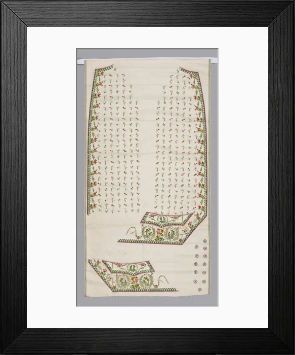 Framed Print : Embroidered Fabric for a Waistcoat Front, France, 1780s. Creator: Unknown Framed Print : Embroidered Fabric for a Waistcoat Front, France, 1780s. Creator: Unknown