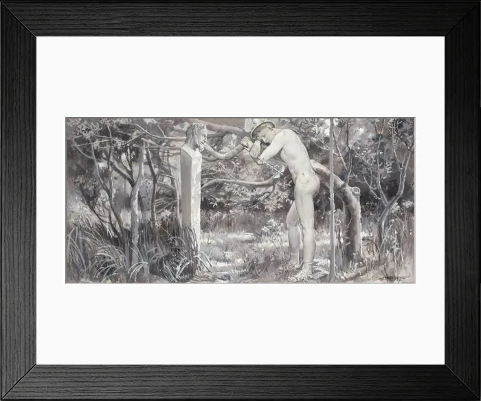 Framed Print : And So He Rested on the Lonely Ground, 1885. Creator: Will H. Low Framed Print : And So He Rested on the Lonely Ground, 1885. Creator: Will H. Low