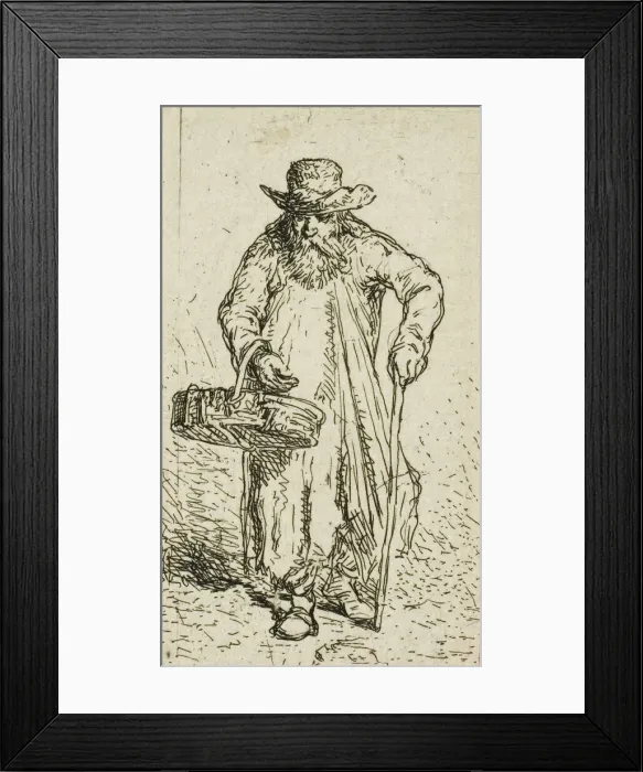 Framed Print : Beggar with Basket, 1844. Creator: Charles Emile Jacque Framed Print : Beggar with Basket, 1844. Creator: Charles Emile Jacque