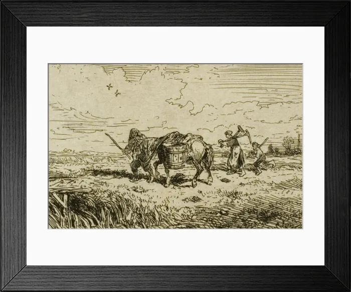 Framed Print : Crossing the Bridge, 1846. Creator: Charles Emile Jacque Framed Print : Crossing the Bridge, 1846. Creator: Charles Emile Jacque