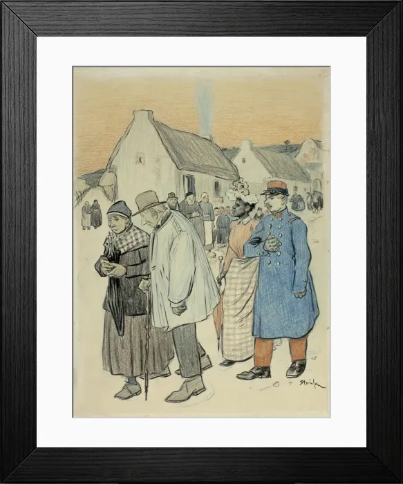 Framed Print : Street Scene with Two Couples, n. d. Creator: Theophile Alexandre Steinlen Framed Print : Street Scene with Two Couples, n. d. Creator: Theophile Alexandre Steinlen