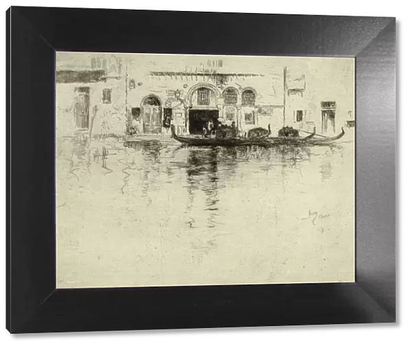 Gondolas and Venetian Palace, c. 1880. Creator: Robert Frederick Blum