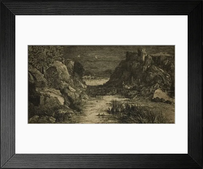 Framed Print : The Distant City, 1868. Creator: Rodolphe Bresdin Framed Print : The Distant City, 1868. Creator: Rodolphe Bresdin