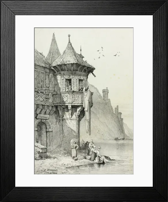 Framed Print : At Braubach on the Rhine, 1833. Creator: Samuel Prout Framed Print : At Braubach on the Rhine, 1833. Creator: Samuel Prout