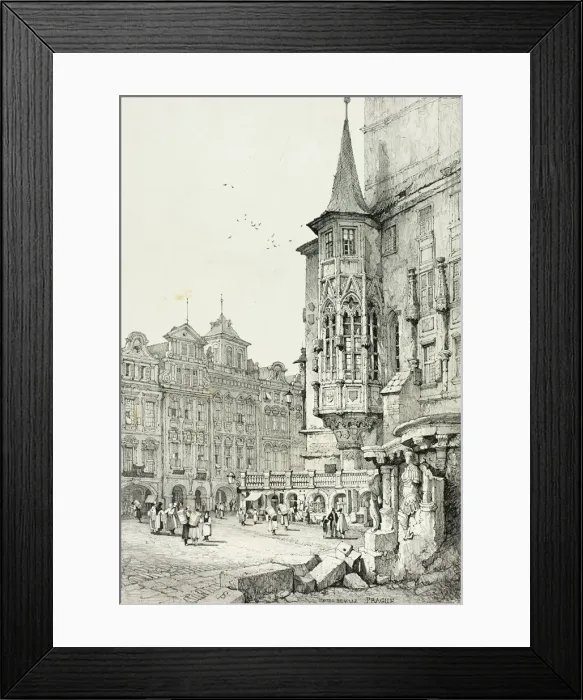 Framed Print : Hotel de Ville, Prague, 1833. Creator: Samuel Prout Framed Print : Hotel de Ville, Prague, 1833. Creator: Samuel Prout