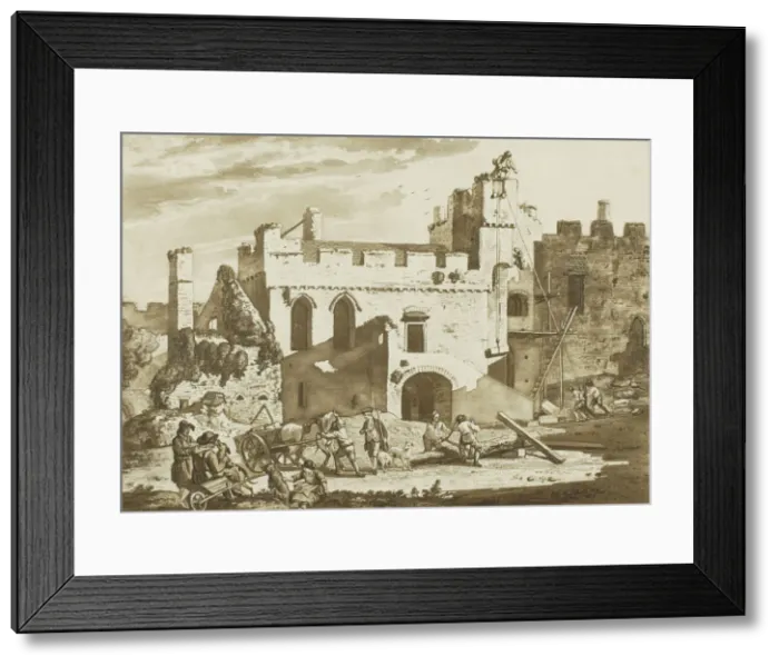 Framed Print : Manerbawr Castle, from Twelve Views in Aquatinta from Drawings taken Framed Print : Manerbawr Castle, from Twelve Views in Aquatinta from Drawings taken