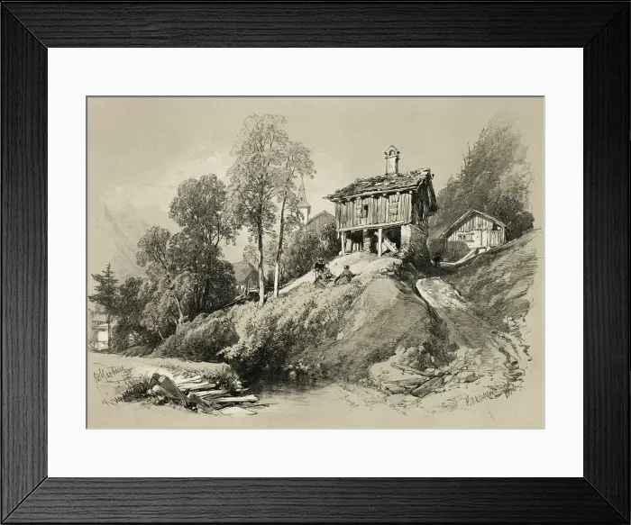 Framed Print : Brunnen, from Picturesque Selections, 1860. Creator: James Duffield Harding Framed Print : Brunnen, from Picturesque Selections, 1860. Creator: James Duffield Harding